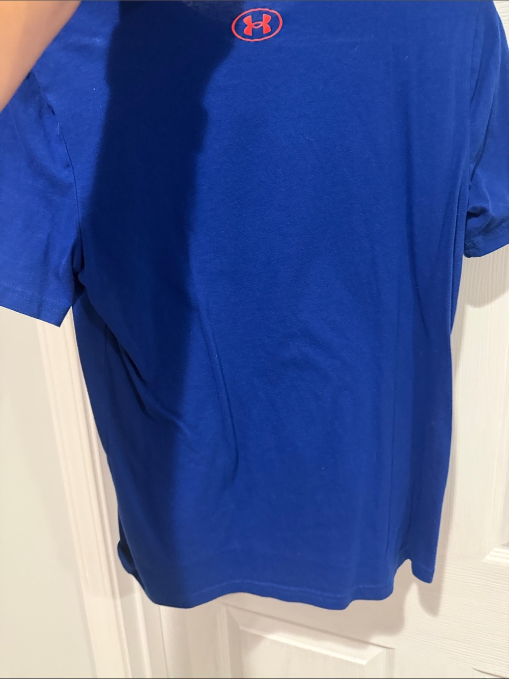Under Armour Blue Graphic Baseball Tee with Orange Accent - Picture 3 of 3